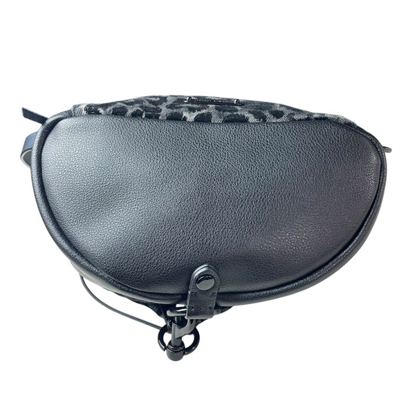 Rebecca Minkoff Julian Mini Flock Fabric Leopard Backpack Bag Leather Trim Black main image 2